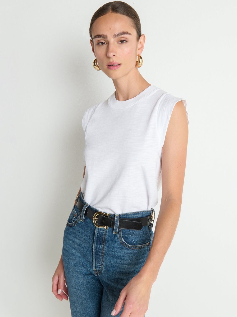Nation LTD Patti Muscle Tank Optic White Cotton Sleeveless Top XL